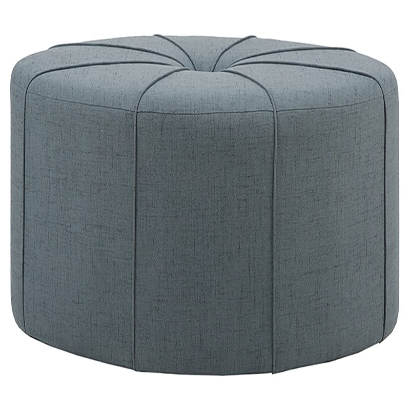 Madison Park Ferris Oval Fabric and Solid Wood Ottoman in Charcoal Gray
