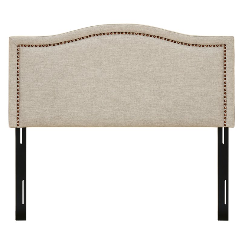 Madison Park Nadine Fabric and Wood King Headboard in Natural