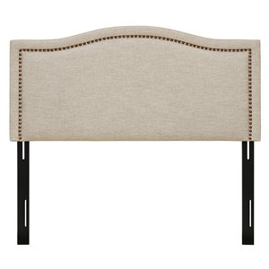 Madison Park Nadine Fabric and Wood King Headboard in Natural