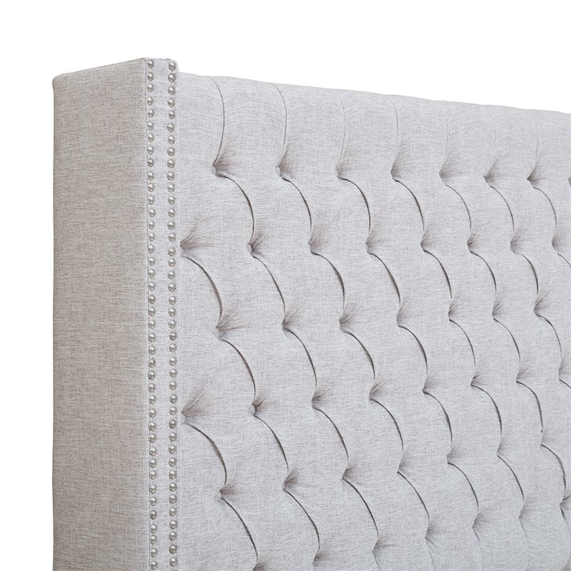 Madison Park Amelia Transitional Fabric and Wood Queen Headboard in Gray