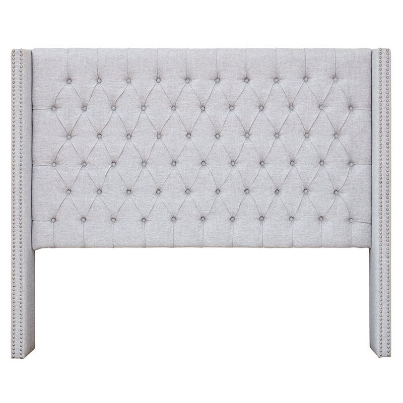 Madison Park Amelia Transitional Fabric and Wood Queen Headboard in Gray