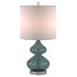 510 Design Ellipse Contemporary Glass and Fabric Table Lamps in Blue (Set of 2)