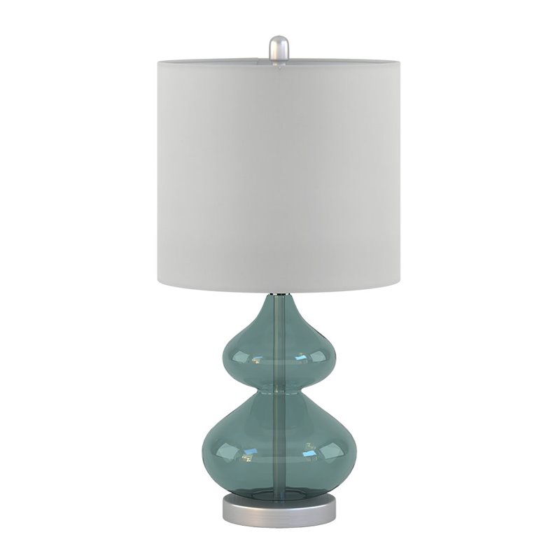 510 Design Ellipse Contemporary Glass and Fabric Table Lamps in Blue (Set of 2)
