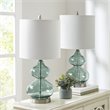 510 Design Ellipse Contemporary Glass and Fabric Table Lamps in Blue (Set of 2)