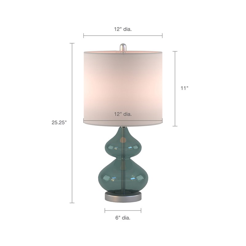 510 Design Ellipse Contemporary Glass and Fabric Table Lamps in Blue (Set of 2)