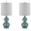 510 Design Ellipse Contemporary Glass and Fabric Table Lamps in Blue (Set of 2)