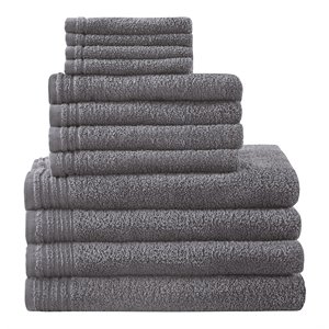 510 Design 12-Piece Contemporary Cotton Bath Towel Set in Gray