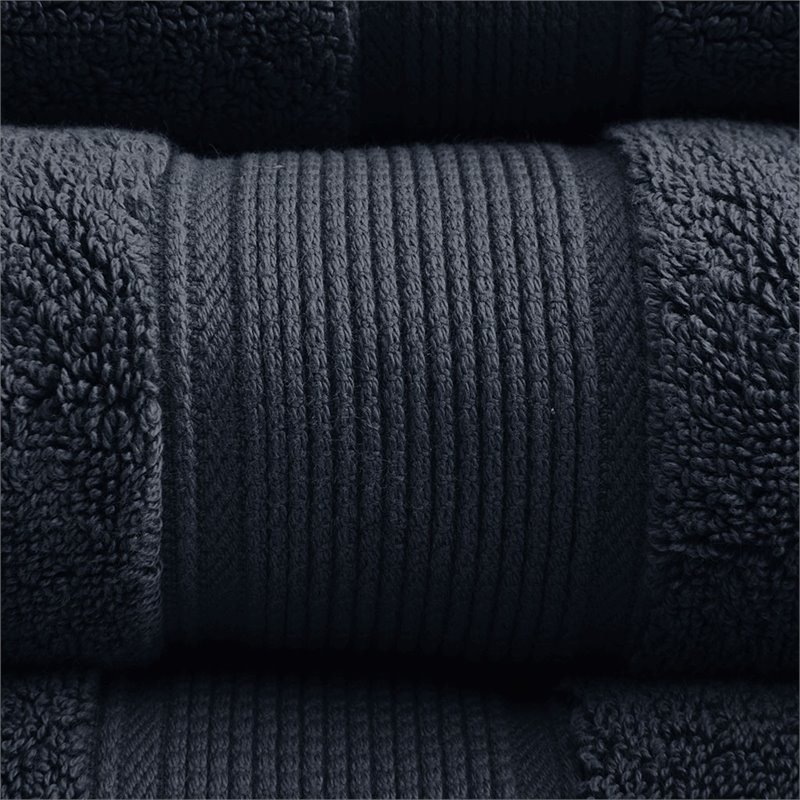 Madison Park Signature 8-Piece Modern Cotton Bath Towel Set in Black