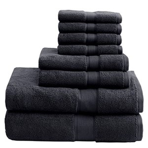Madison Park Signature 8-Piece Modern Cotton Bath Towel Set in Black