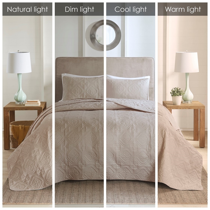 510 Design Oakley 3-Piece Polyester Microfiber Bedspread Set in Brown
