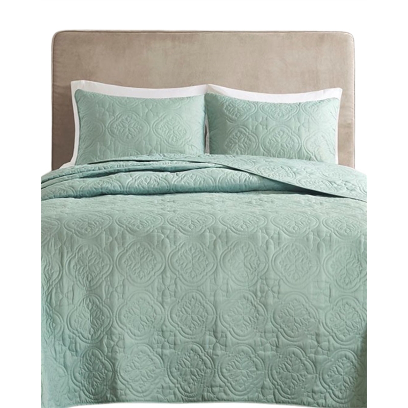510 Design Oakley 3-Piece Polyester Microfiber Bedspread Set in Green