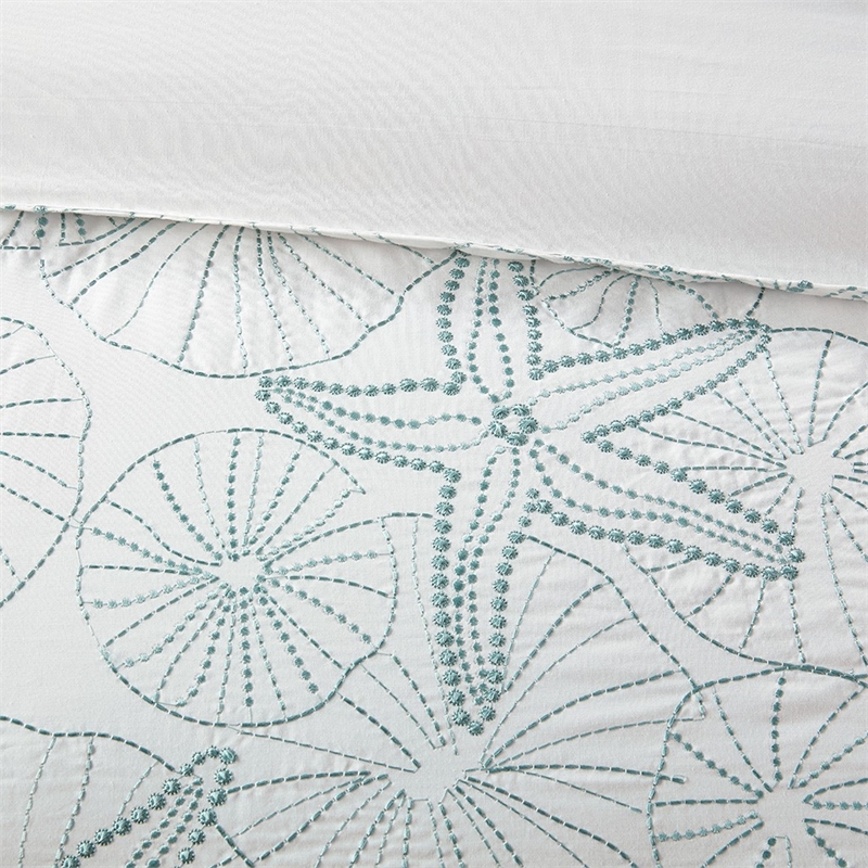 Harbor House Maya Bay 4-Piece Coastal Cotton Comforter Bedding Set in White
