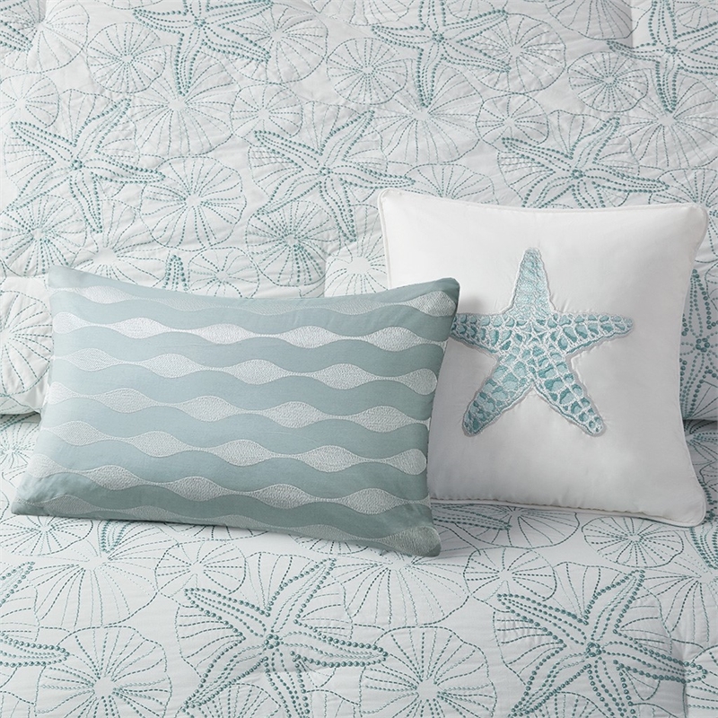 Harbor House Maya Bay 4-Piece Coastal Cotton Comforter Bedding Set in White