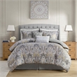 Harbor House Hallie 6-Piece Cotton Sateen Printed Comforter Set in Gray