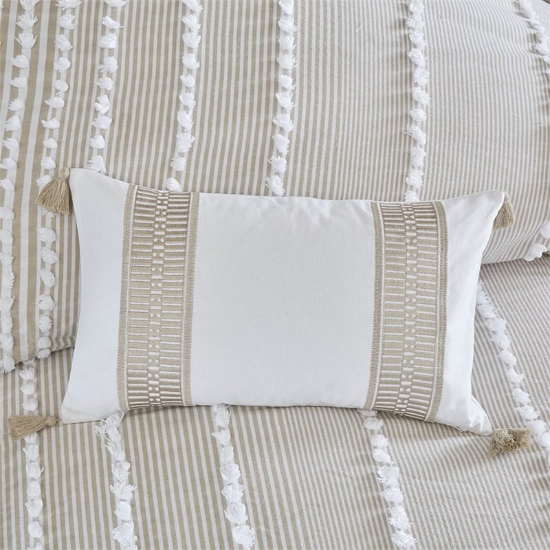 Harbor House Anslee Oblong Faux Linen Cotton Embroidered Pillow in Brown