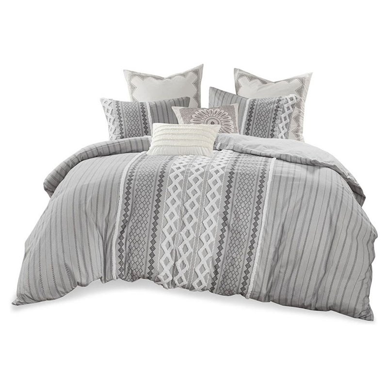 INK+IVY Imani 3-Piece Cotton Comforter Mini Set with Chenille in Gray