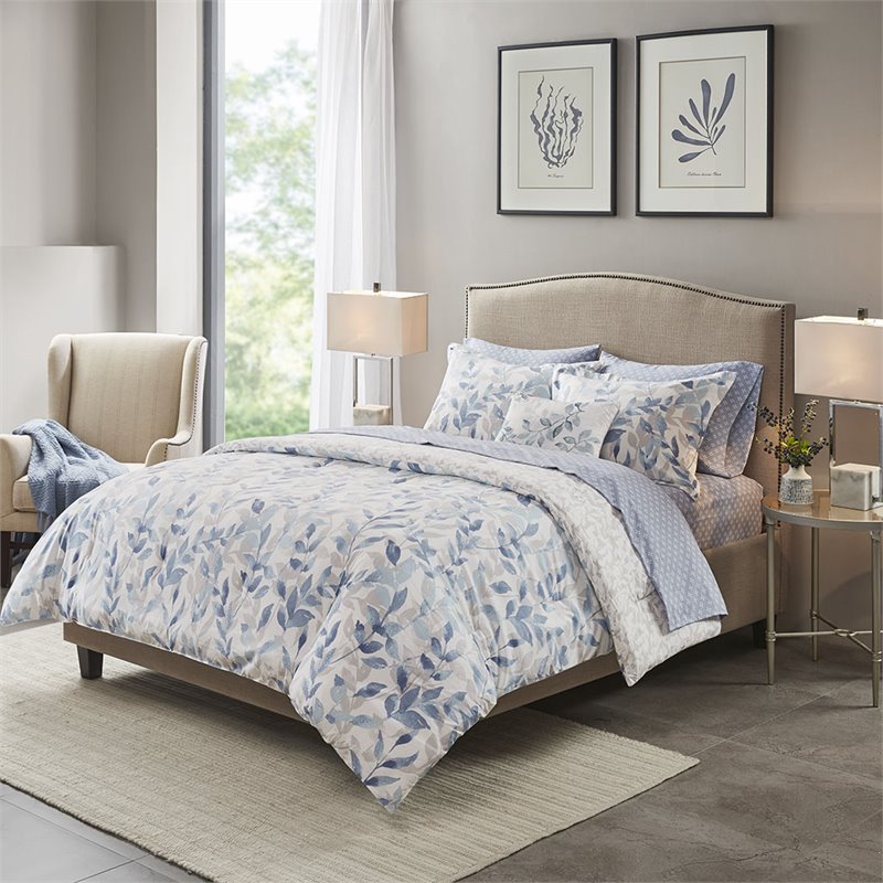Madison Park Essentials Sofia 6-Piece Polyester Comforter Set in Blue