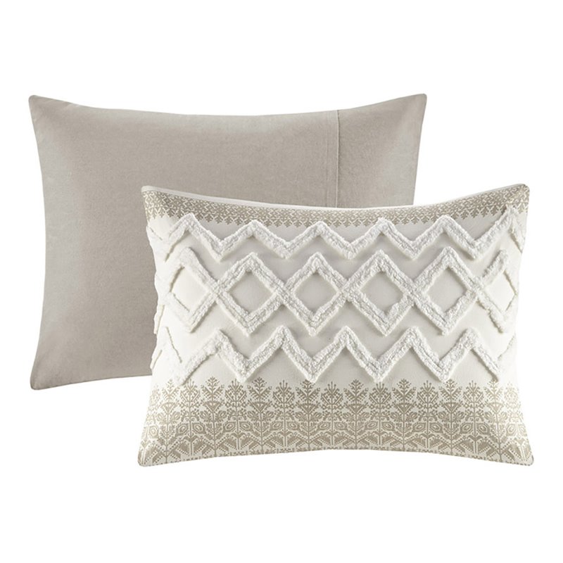 INK+IVY Mila 3-Piece Modern Cotton Printed Comforter Set with Chenille in Brown