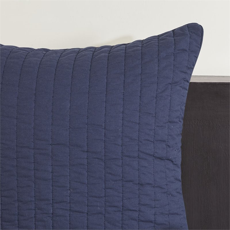 INK+IVY Farmhouse 100 Percent Cotton Quilted Euro Sham in Navy