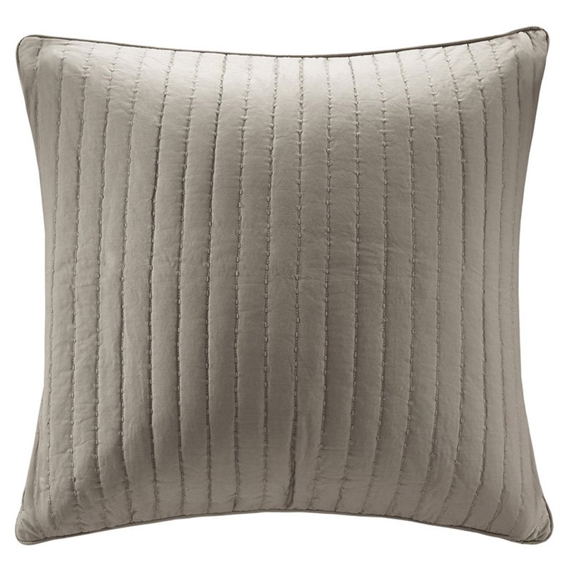 INK+IVY Contemporary 100 Percent Cotton Quilted Euro Sham w/ Embroidery in Brown