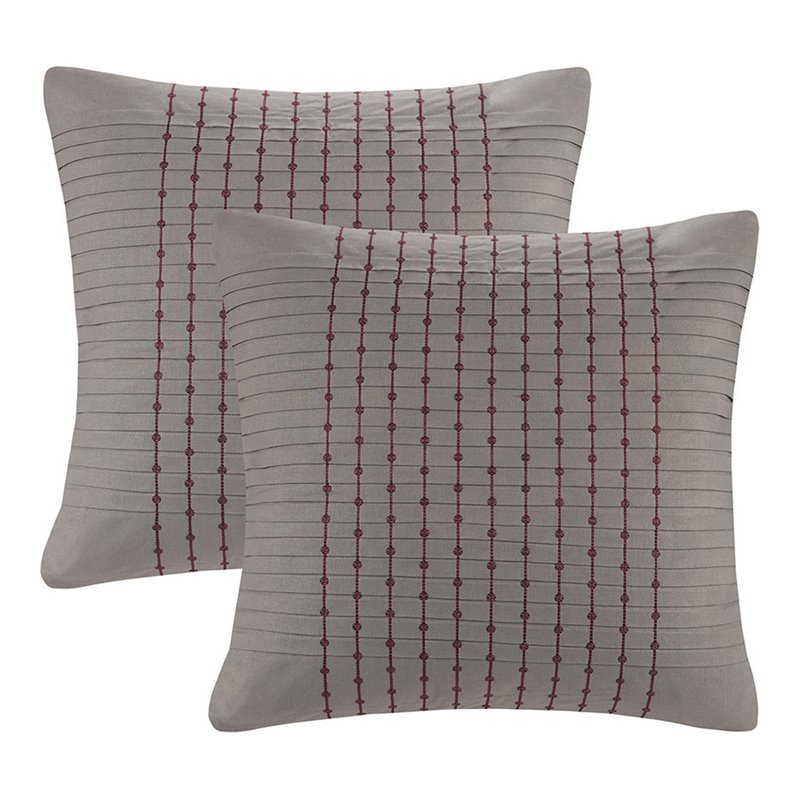 N Natori Modern 100 Percent Cotton Euro Sham with Embroidery in Gray