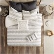 INK+IVY Sofia Square Cotton Percale Embroidered Decorative Pillow in Gray