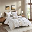 INK+IVY Bea Oblong Modern Cotton Embroidered Pillow in Ivory