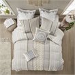 INK+IVY Bea Oblong Modern Cotton Embroidered Pillow in Ivory
