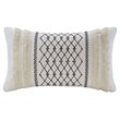 INK+IVY Bea Oblong Modern Cotton Embroidered Pillow in Ivory