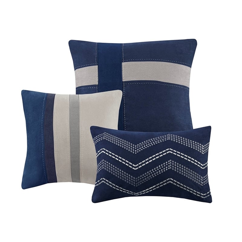 Madison Park Palisades 7-Piece Polyester Microsuede Comforter Set in Blue