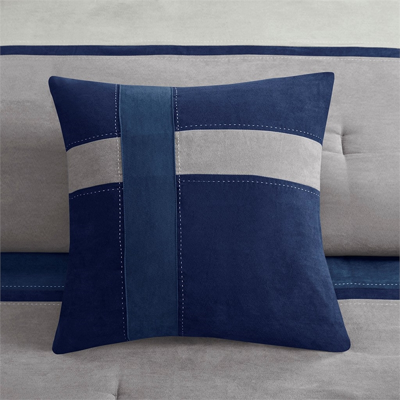 Madison Park Palisades 7-Piece Polyester Microsuede Comforter Set in Blue