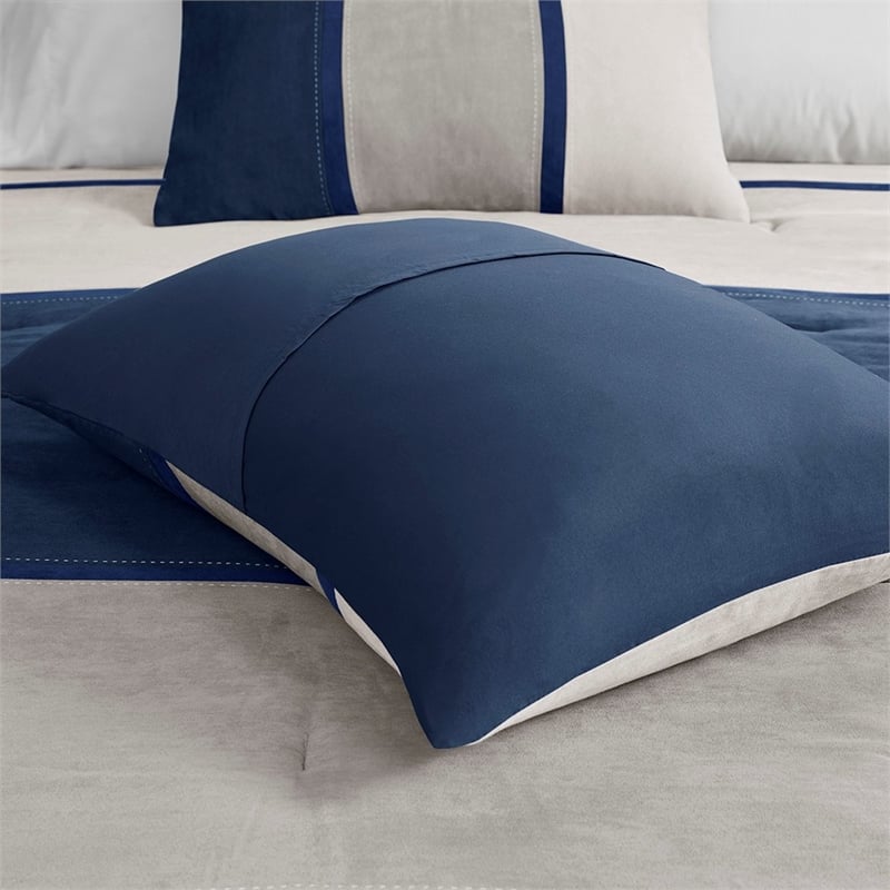 Madison Park Palisades 7-Piece Polyester Microsuede Comforter Set in Blue