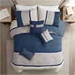 Madison Park Palisades 7-Piece Polyester Microsuede Comforter Set in Blue