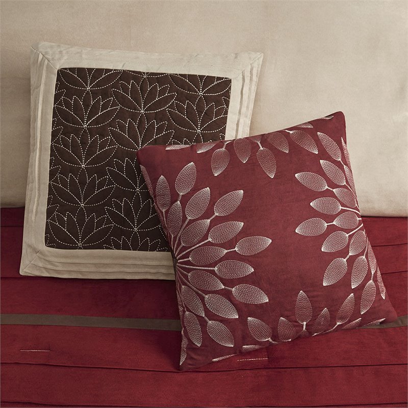 Madison Park Palmer 7-Piece Polyester Microsuede Comforter Set in Red