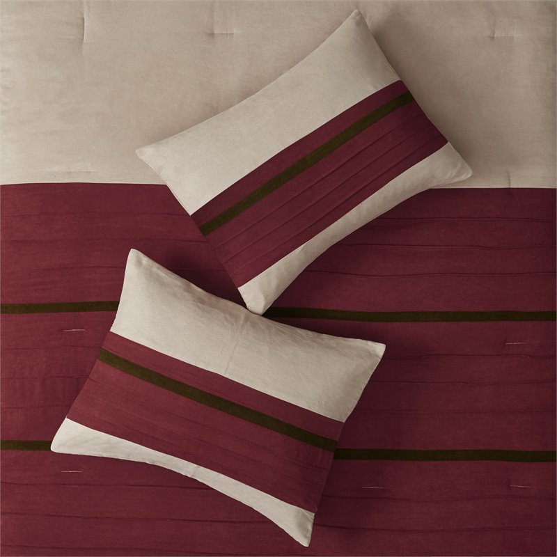 Madison Park Palmer 7-Piece Polyester Microsuede Comforter Set in Red