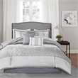 Madison Park Bennett 7-Piece Polyester Jacquard Comforter Set in Gray/Silver
