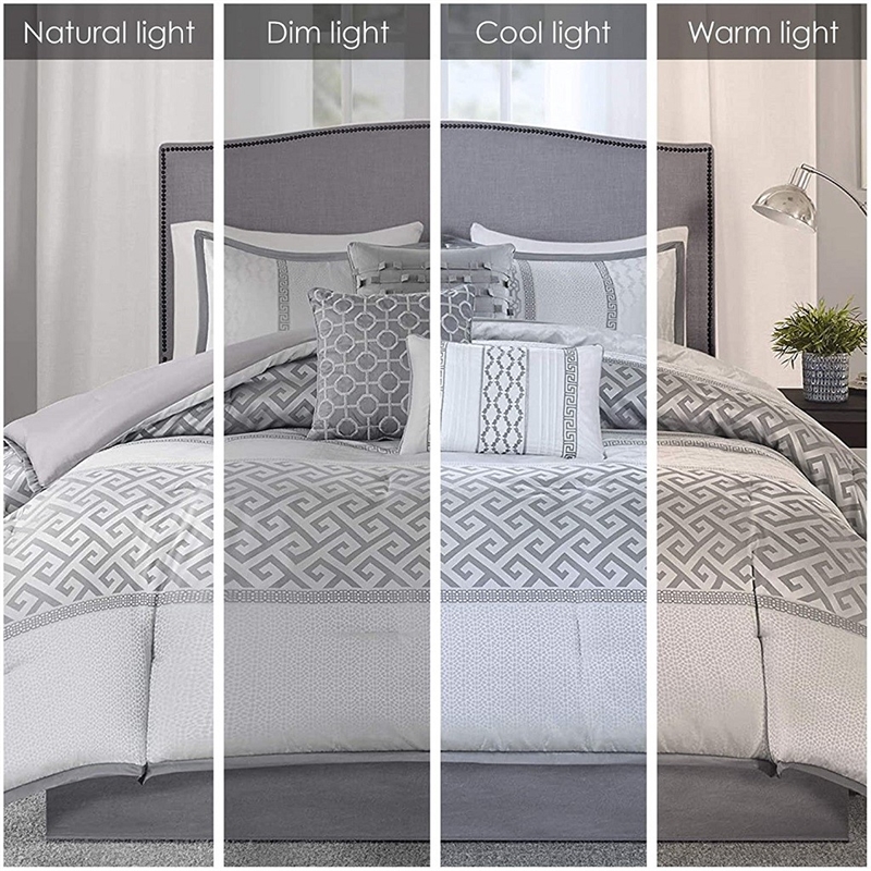 Madison Park Bennett 7-Piece Polyester Jacquard Comforter Set in Gray/Silver