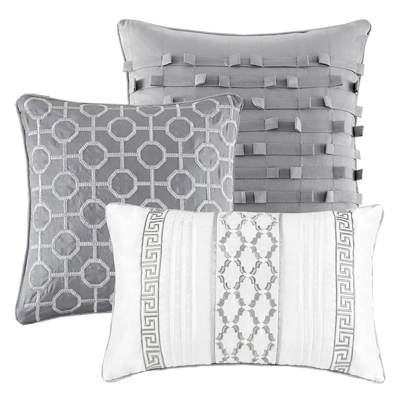 Madison Park Bennett 7-Piece Polyester Jacquard Comforter Set in Gray/Silver