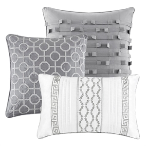 Madison Park Bennett 7-Piece Polyester Jacquard Comforter Set in Gray/Silver