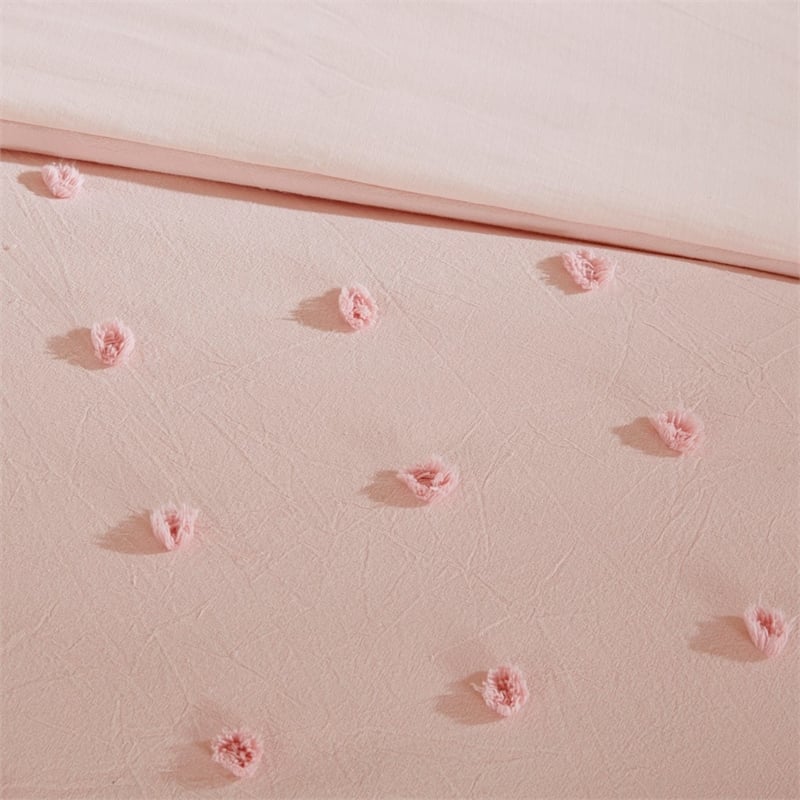 Urban Habitat Brooklyn 5-Piece Farmhouse Cotton Jacquard Duvet Cover Set in Pink