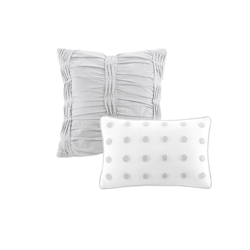 Urban Habitat Brooklyn 5-Piece Farmhouse Cotton Jacquard Duvet Cover Set in Gray