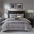 Madison Park Rhapsody 7-Piece Polyester Jacquard Comforter Set in Gray