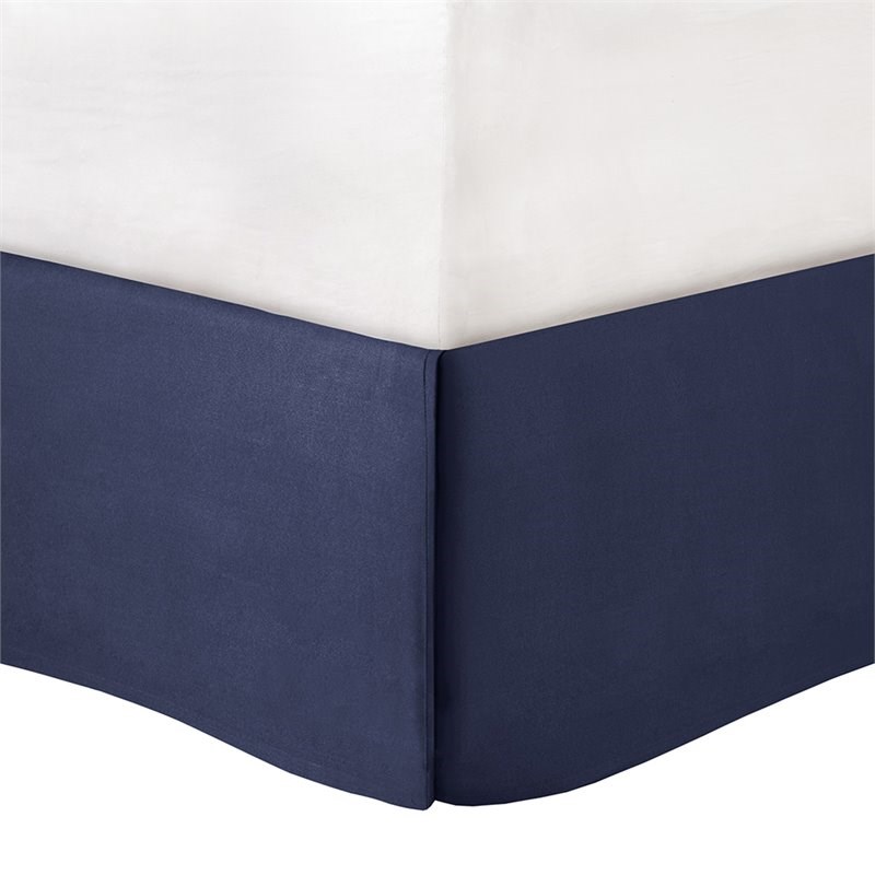 madison park vienna 7-piece transitional cotton printed comforter set in blue