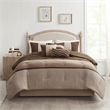 Madison Park Palisades 7-Piece Polyester Solid Pieced Comforter Set in Brown