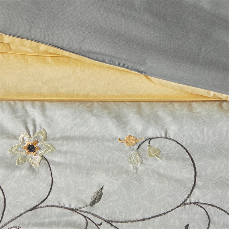 Madison Park Serene 7-Piece Fabric Embroidered Comforter Set in Yellow