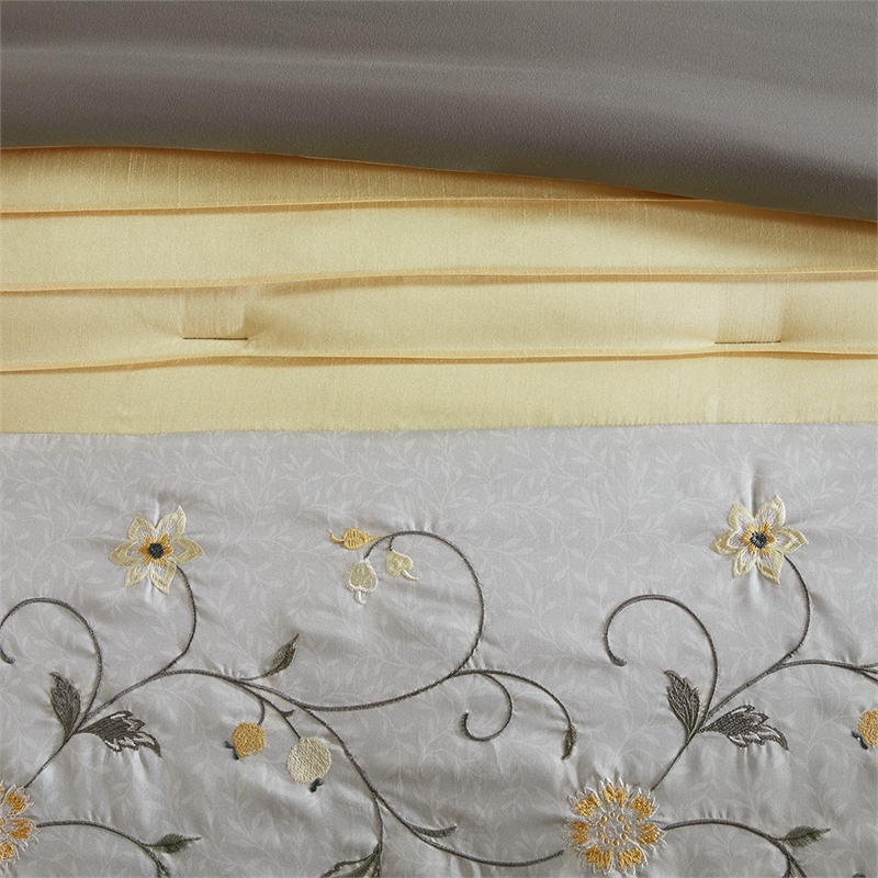 Madison Park Serene 7-Piece Fabric Embroidered Comforter Set in Yellow