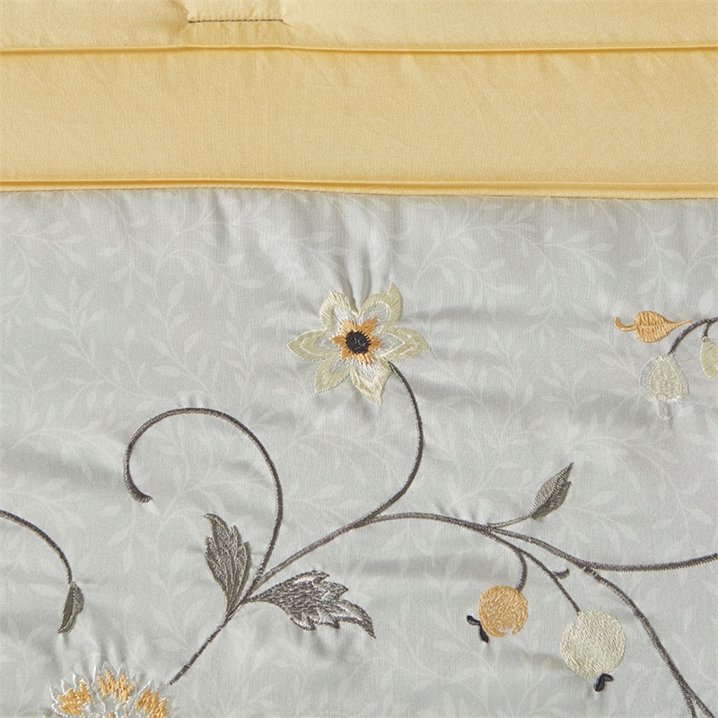 Madison Park Serene 7-Piece Fabric Embroidered Comforter Set in Yellow
