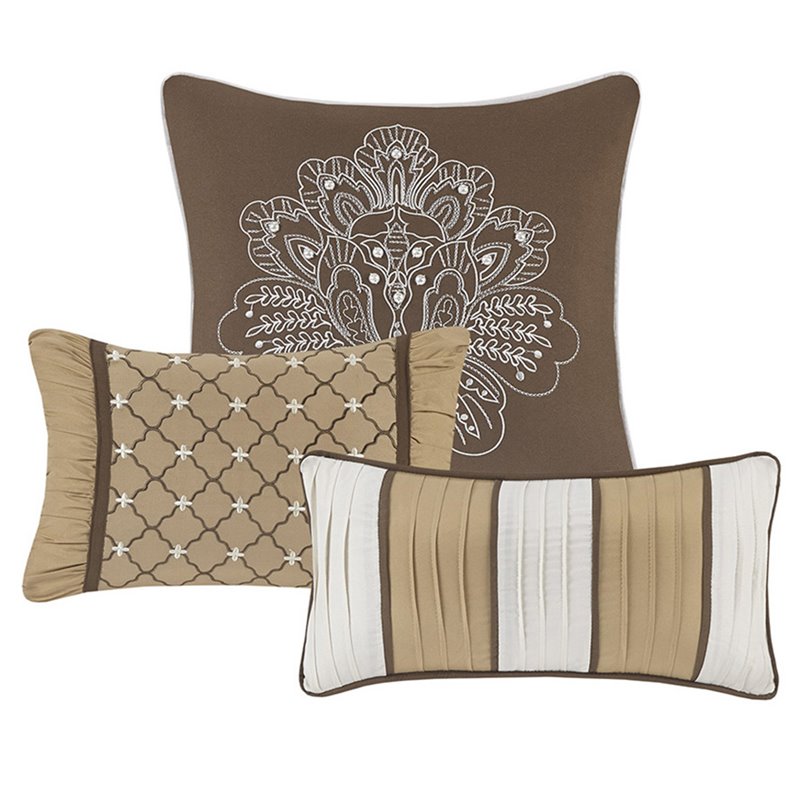 Madison Park Bellagio 7-Piece Jacquard Microfiber Comforter Set in Brown