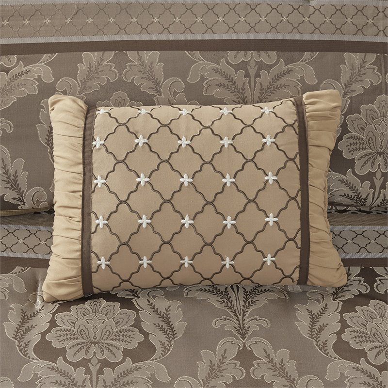 Madison Park Bellagio 7-Piece Jacquard Microfiber Comforter Set in Brown