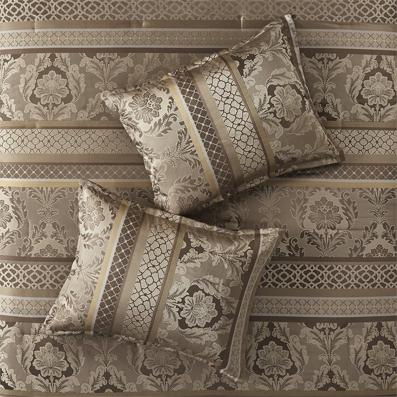 Madison Park Bellagio 7-Piece Jacquard Microfiber Comforter Set in Brown